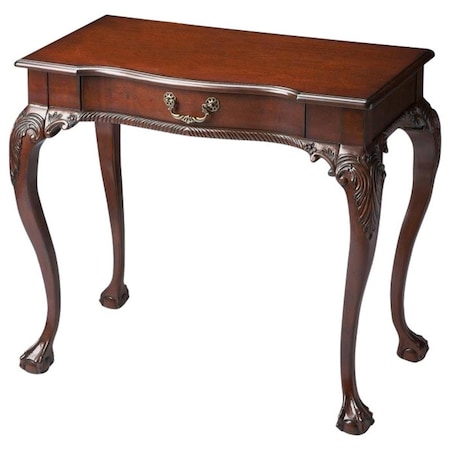Homeroots Touch of Class & Elegance with the Vintage Deep Cherry Writing Desk, Dark Brown 389441